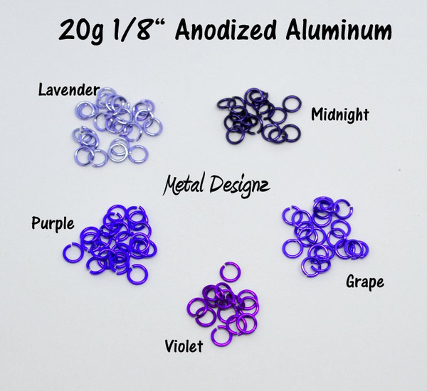 Anodized Aluminum Jump Rings 20 Gauge 1/8