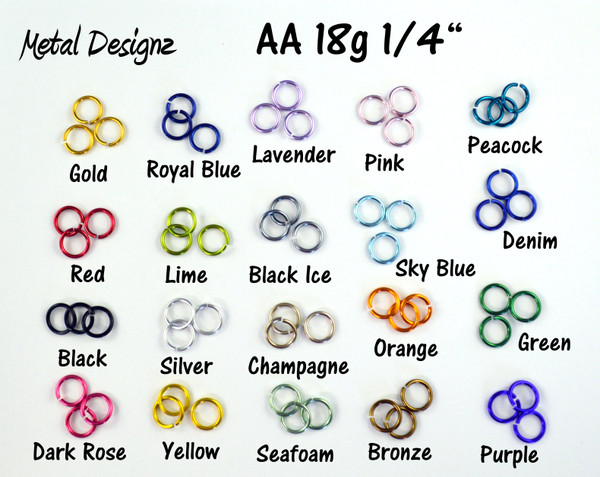 Anodized Aluminum Jump Rings 18 Gauge 1/4