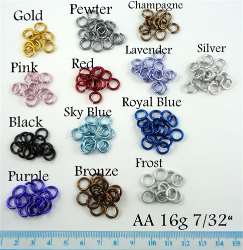 Anodized Aluminum Jump Rings 16 Gauge 7/32