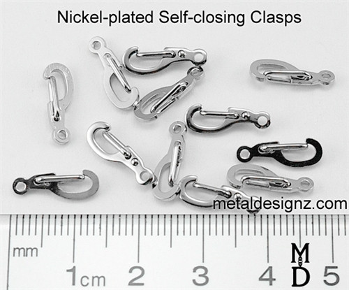 Self Closing Clasp, stainless coloured - BULK BAG-100 - Metal Designz