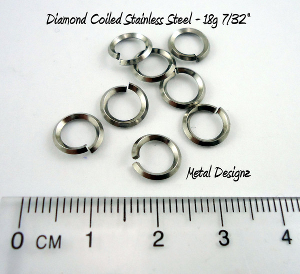 Diamond Coiled Stainless Steel 16g 7/32