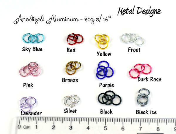 Anodized Aluminum Jump Rings 20 Gauge 3/16