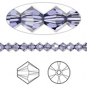 Swarovski Crystal, 4mm bicone (48pk), Provence Lavender - Metal
