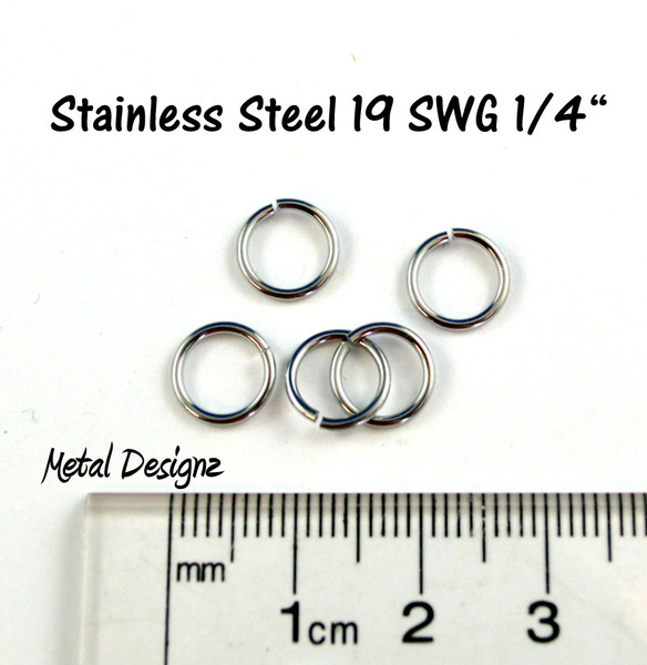 Stainless Steel Jump Rings 19 Gauge 1/4