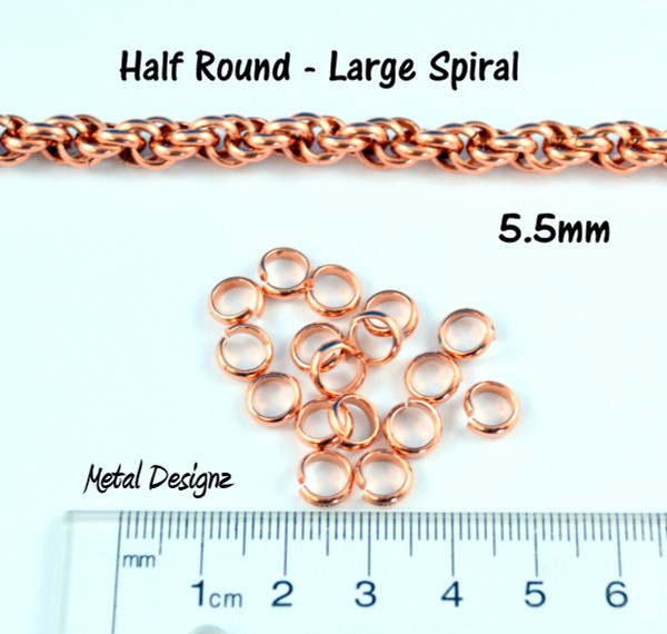 Copper Half Round Rings - 14g 21/128 - perfect for spiral