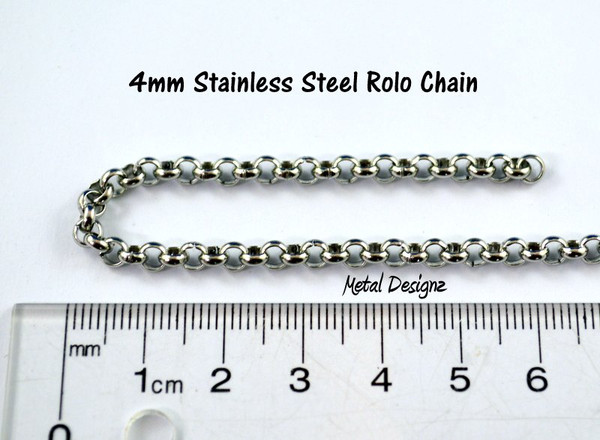 Stainless Steel Rolo Chain - 4mm - By 