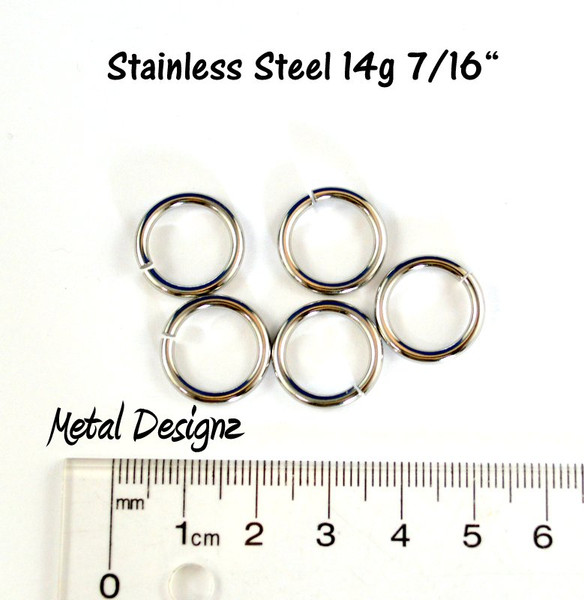 Stainless Steel Jump Rings 14 Gauge 11/32 id. - Metal Designz