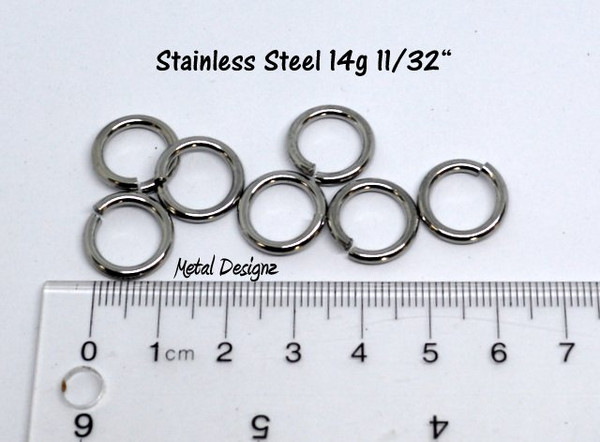 Stainless Steel Jump Rings 14 Gauge 11/32 id. - Metal Designz