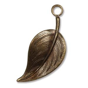 29X12MM CATALPA LEAF VINTAJ NAT. BRASS - Metal Designz