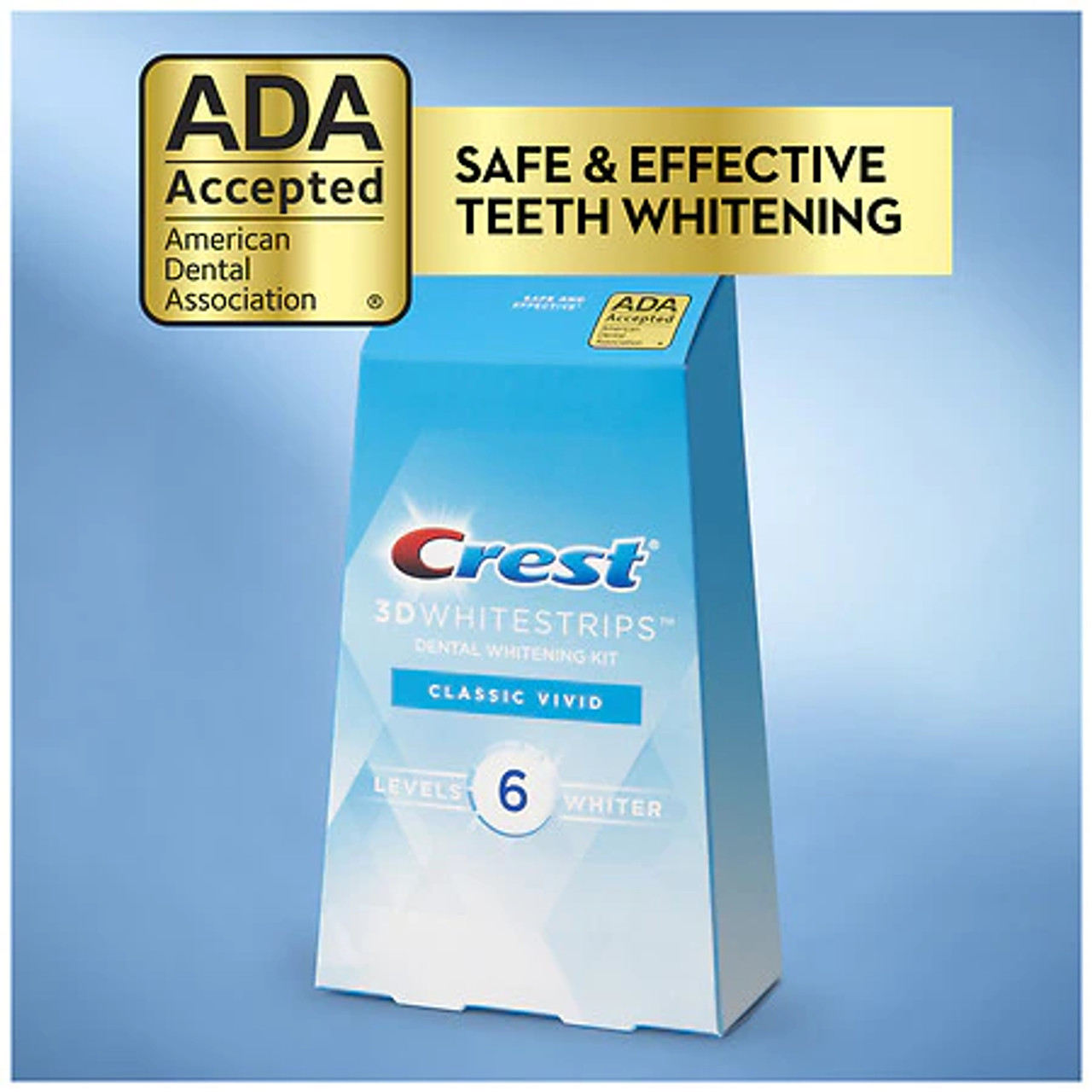 Crest 3D Whitestrips Classic Vivid 6 Levels Whiter Dental Whitening Kit -  10 Count