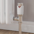 Ramone Modern TRV Angled White Thermostatic Radiator Valves With Sleeves