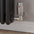 Ramone Modern TRV Corner Satin (Brushed) Nickel Thermostatic Radiator Valves with Sleeves