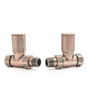 M-MAN-007-ST-AC - Marvine Modern Manual Straight Antique Copper Radiator Valves