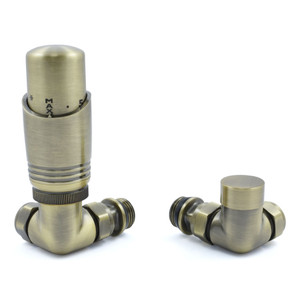 M-TRV-052-CR-AB-ALT00 - Duran Modern TRV Corner Antique Brass Thermostatic Radiator Valves