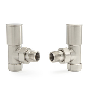 M-MAN-006-AG-SN - Marvine Modern Manual Angled Brushed Satin Nickel Radiator Valves