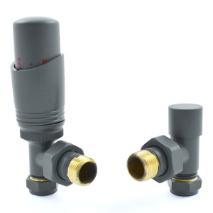 M-TRV-050-AG-GG - Duran Modern TRV Angled Gunboat Grey Thermostatic Radiator Valves