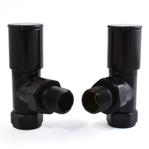 EV-HP15BG - BiWorld Evolve Heavy Pattern Modern Manual Angled Radiator Valve - Black Gloss