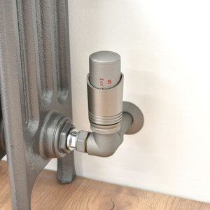 M-TRV-052-CR-PWP-PIP - Duran Modern TRV Corner Matte Metallic Grey Thermostatic Radiator Valves with Sleeves