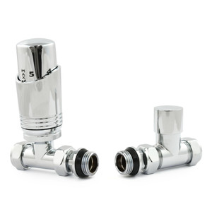 M-TRV-051-ST-C - Duran Modern TRV Straight Chrome Thermostatic Radiator Valves with Sleeves
