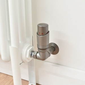 M-TRV-052-CR-MGP-PIP - Duran Modern TRV Corner Metallic Grey Thermostatic Radiator Valves with Sleeves