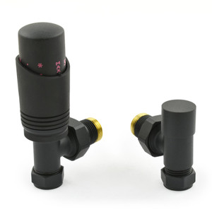 M-TRV-050-AG-TB-ALT00 - Duran Modern TRV Angled Textured Black Thermostatic Radiator Valves