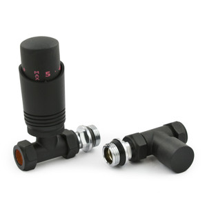M-TRV-051-ST-TB-ALT00 - Duran Modern TRV Straight Textured Black Thermostatic Radiator Valves