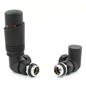 M-TRV-052-CR-TB - Duran Modern TRV Corner Textured Black Thermostatic Radiator Valves