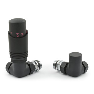 M-TRV-052-CR-TB-ALT00 - Duran Modern TRV Corner Textured Black Thermostatic Radiator Valves
