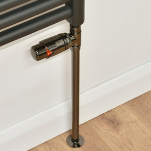 M-TRV-002-ST-BL-PIP - Ramone Modern TRV Straight Black Nickel Thermostatic Radiator Valves With Sleeves