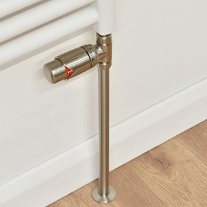 M-TRV-002-ST-SN-PIP - Ramone Modern TRV Straight Brushed Satin Nickel Thermostatic Radiator Valves With Sleeves