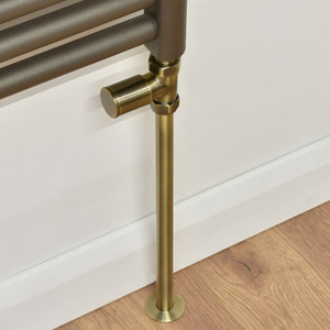 M-MAN-007-ST-AB-PIP - Marvine Modern Manual Straight Antique Brass Radiator Valves With Sleeves