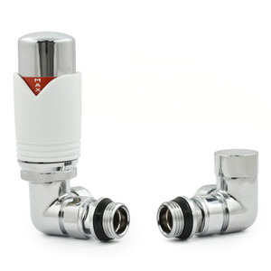 M-TRV-073-CR-W - Ramone Modern TRV Corner White Thermostatic Radiator Valves