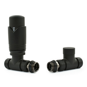 M-TRV-072-ST-SB - Ramone Modern TRV Straight Satin Black Radiator Valves With Sleeves