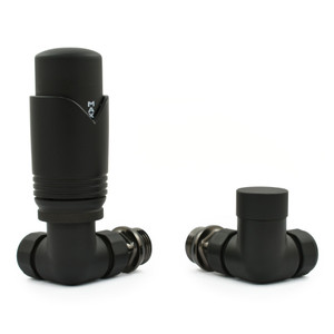 M-TRV-073-CR-SB-ALT00 - Ramone Modern TRV Corner Satin Black Radiator Valves With Sleeves