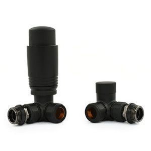 M-TRV-073-CR-SB-ALT01 - Ramone Modern TRV Corner Satin Black Radiator Valves With Sleeves