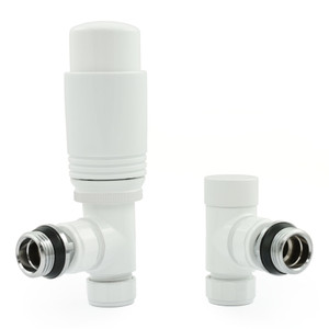 M-TRV-071-AG-WW-ALT01 - Ramone Modern TRV Angled All White Thermostatic Radiator Valves With Sleeves