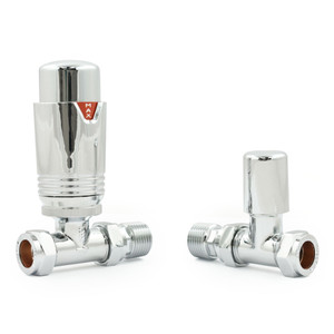 M-TRV-075-ST-CC-ALT00 - Exeter Modern TRV Straight Chrome Thermostatic Radiator Valves With Sleeves