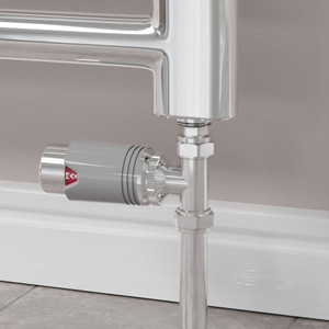 M-TRV-075-ST-CS-CU00 - Exeter Modern TRV Straight Chrome & Silver Thermostatic Radiator Valves With Sleeves