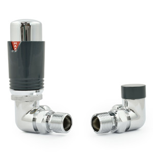 M-TRV-076-CR-CA - Exeter Modern TRV Corner Chrome & Anthracite Thermostatic Radiator Valves