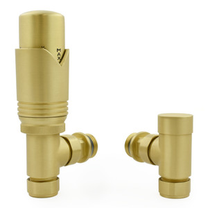 M-TRV-071-AG-BB-ALT00 - Ramone Modern TRV Angled Brushed Brass Thermostatic Radiator Valves With Sleeves