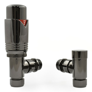 M-TRV-071-AG-BL-ALT00 - Ramone Modern TRV Angled Black Nickel Thermostatic Radiator Valves With Sleeves