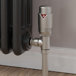 M-TRV-071-AG-SN-CU00 - Ramone Modern TRV Angled Brushed Satin Nickel Thermostatic Radiator Valves With Sleeves