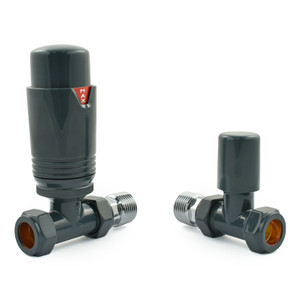 M-TRV-075-ST-AA-ALT00 - Exeter Modern TRV Straight All-Anthracite Thermostatic Radiator Valve With Sleeves