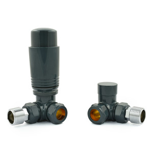 M-TRV-076-CR-AA-ALT01 - Exeter Modern TRV Corner All-Anthracite Thermostatic Radiator Valve With Sleeves