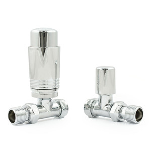 M-TRV-075-ST-CC-ALT01 - Exeter Modern TRV Chrome Towel Radiator Valves With Sleeves