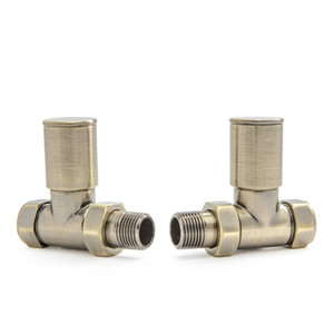 M-MAN-007-ST-AB - Marvine Modern Manual Antique Brass Towel Radiator Valves