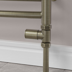 M-MAN-007-ST-AB-PIP-CU00 - Marvine Modern Manual Antique Brass Towel Radiator Valves With Sleeves