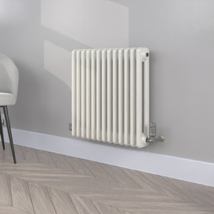 NC-600X599W-RAL-9016-TRAFFIC-WHITE-GLOSS-LS00 - Neo Column White Horizontal Radiator H600mm X W599mm