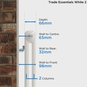 TE2-W-DEPTH - Trade Essentials White 2 Column Radiator H400 x W622