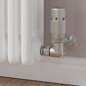 M-TRV-052-CR-SN-CU00 - Duran Modern TRV Corner Brushed Satin Nickel Thermostatic Radiator Valves